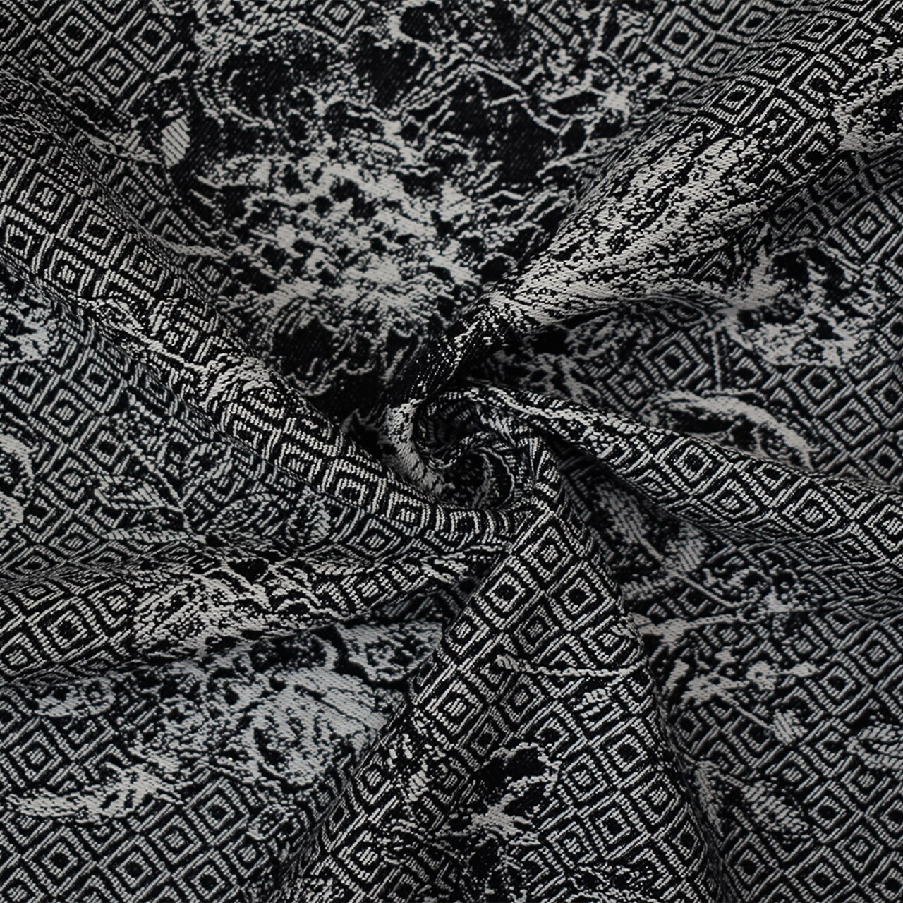 Black-White Rayon Blend Stretch Floral Diamond Bengaline Jacquard Fabric By the Yard